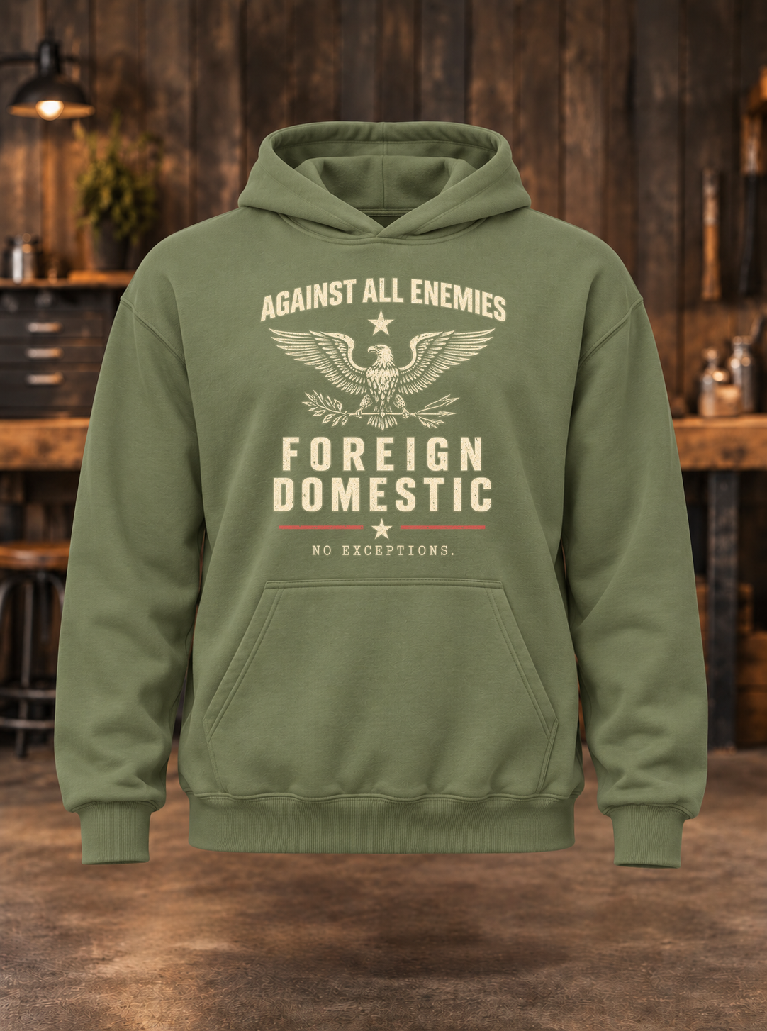 Against All Enemies — hoodie mockup