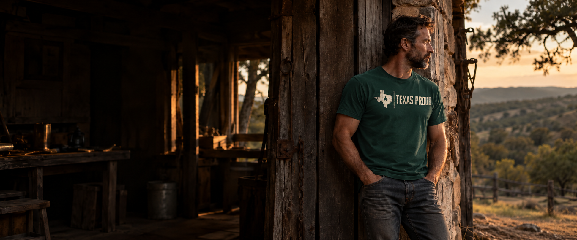 Texas Proud worn at a Hill Country workshop